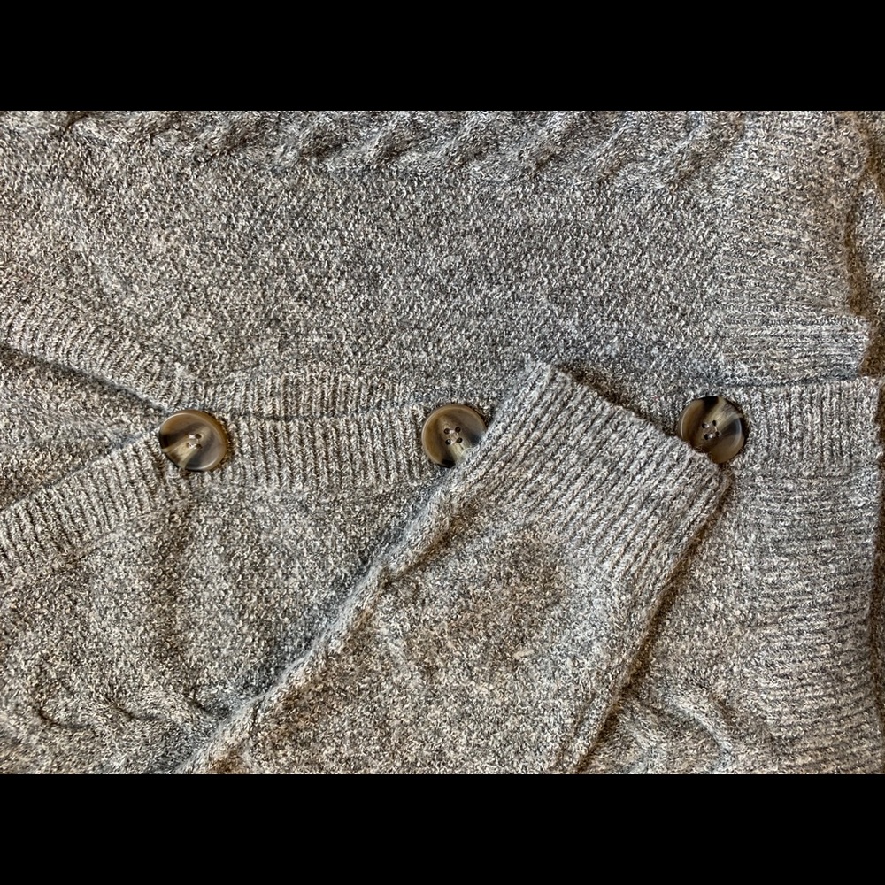 Pink Rose Button Sweater Gray - Picture 5 of 6